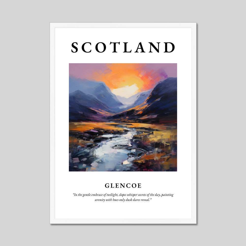 Poster in a white frame with the word Scotland