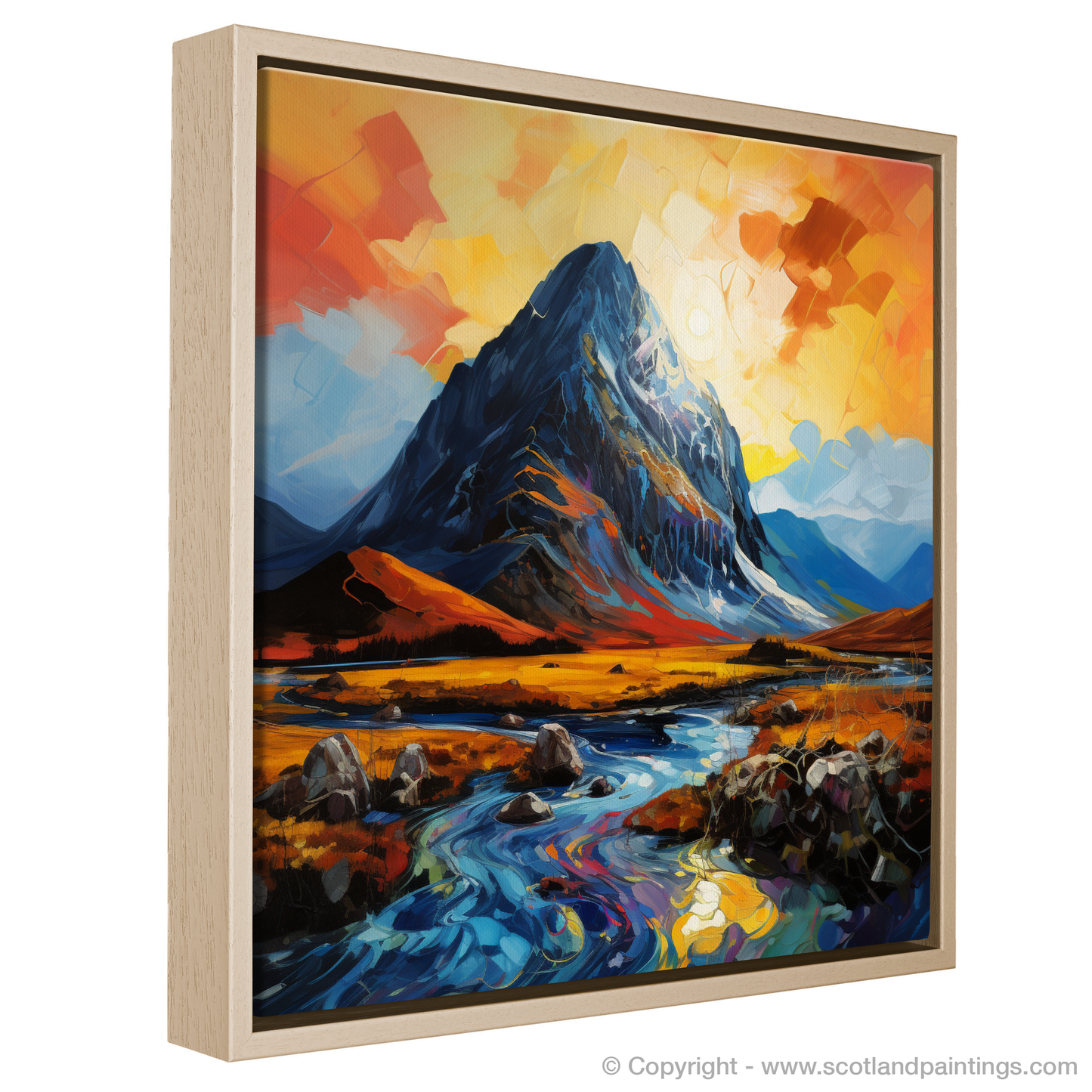 Painting and Art Print of Buachaille sunrise in Glencoe entitled "Buachaille Sunrise: Awakening of Glencoe".