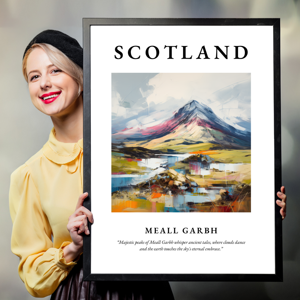 Person holding a poster of Meall Garbh