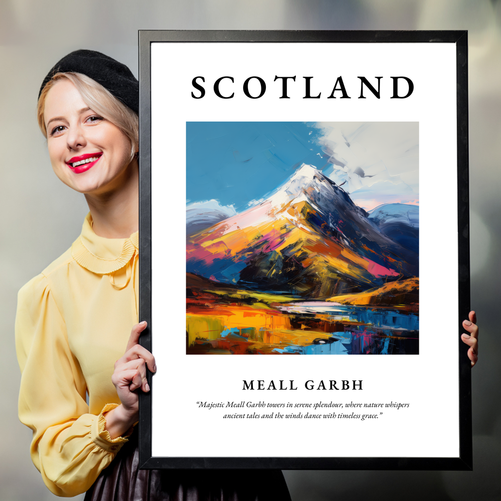 Person holding a poster of Meall Garbh