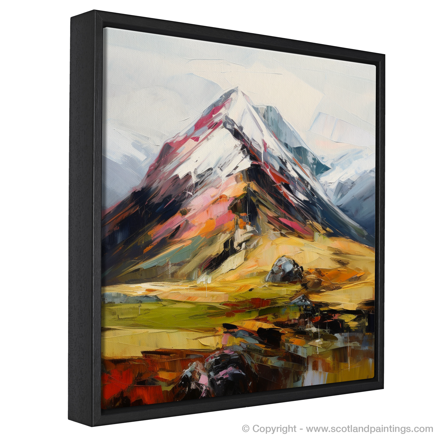 Painting and Art Print of Meall Garbh (Ben Lawers) entitled "Meall Garbh's Fiery Majesty: An Expressionist Ode to the Scottish Highlands".