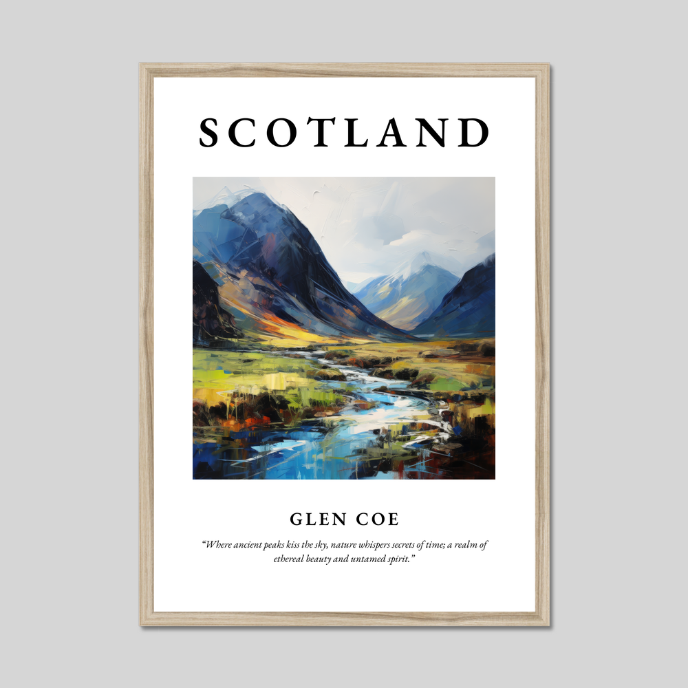 Poster in a natural frame with the word Scotland