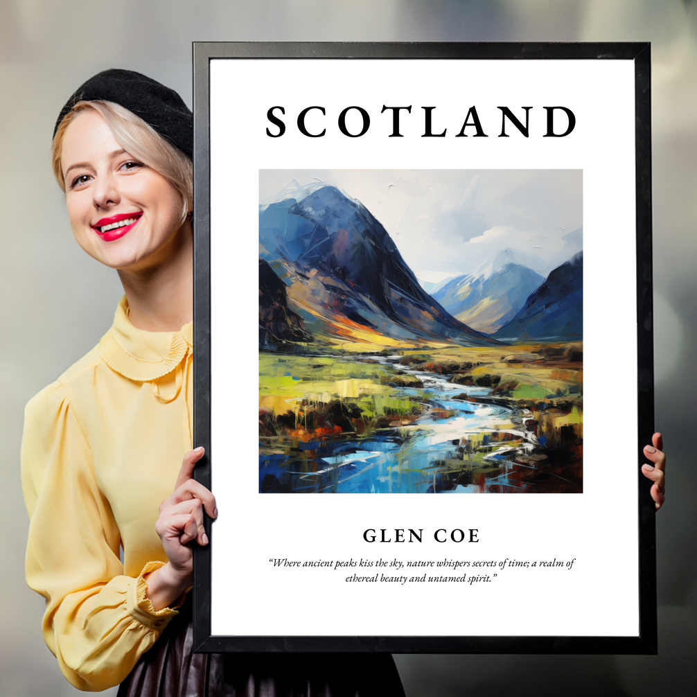 Person holding a poster of Glen Coe