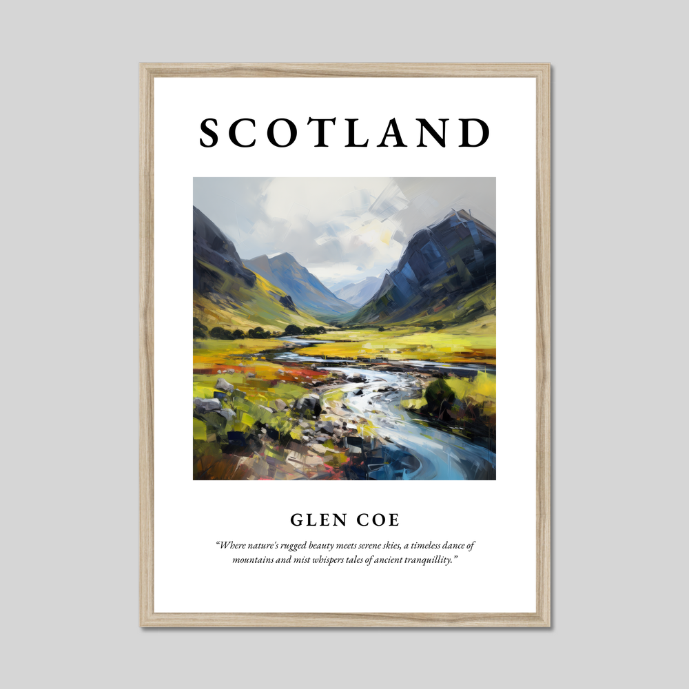 Poster in a natural frame with the word Scotland