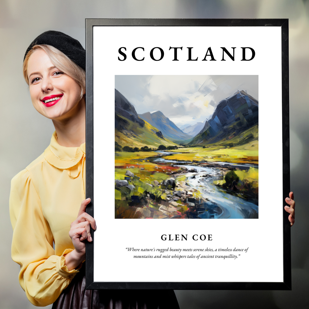 Person holding a poster of Glen Coe