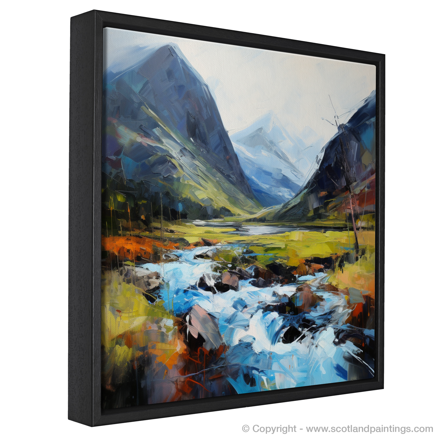 Painting and Art Print of Glen Coe, Highlands. Highland Majesty: An Expressionist Ode to Glen Coe.