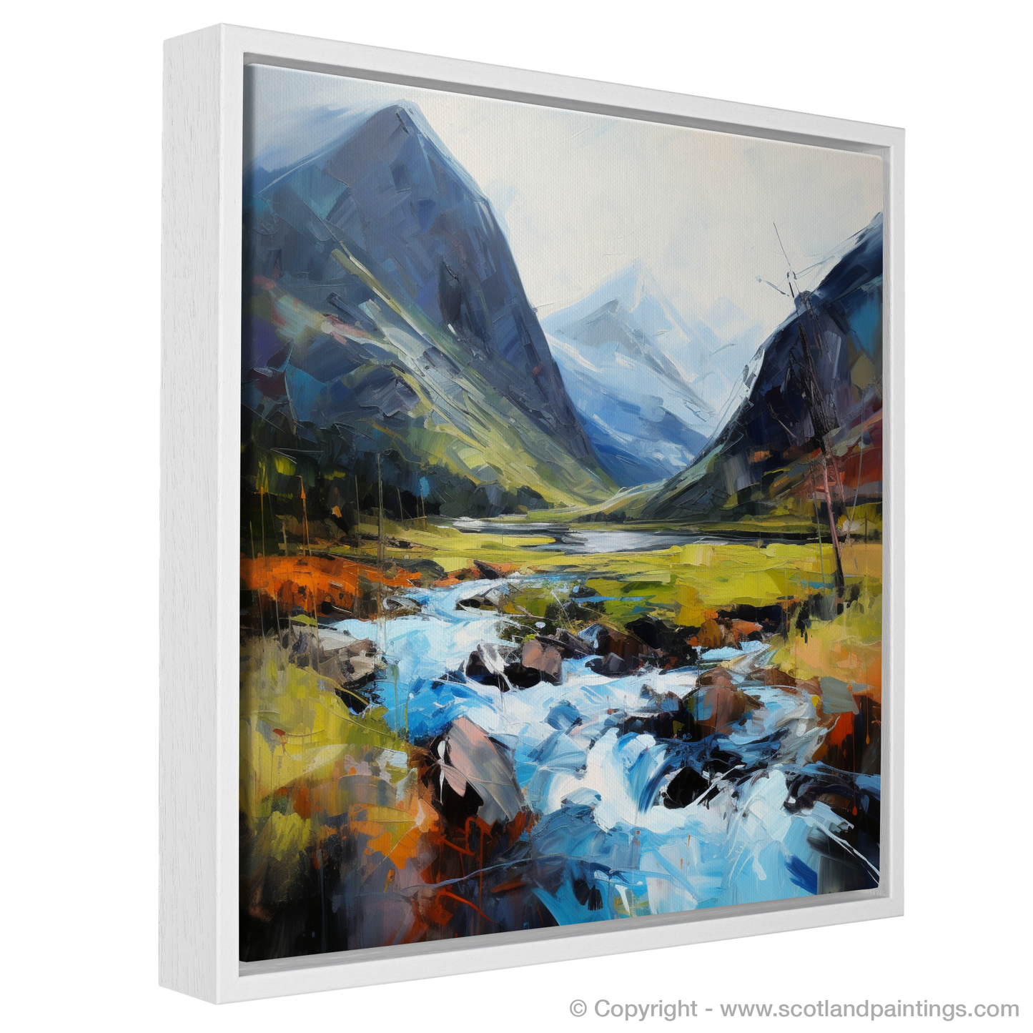 Painting and Art Print of Glen Coe, Highlands. Highland Majesty: An Expressionist Ode to Glen Coe.