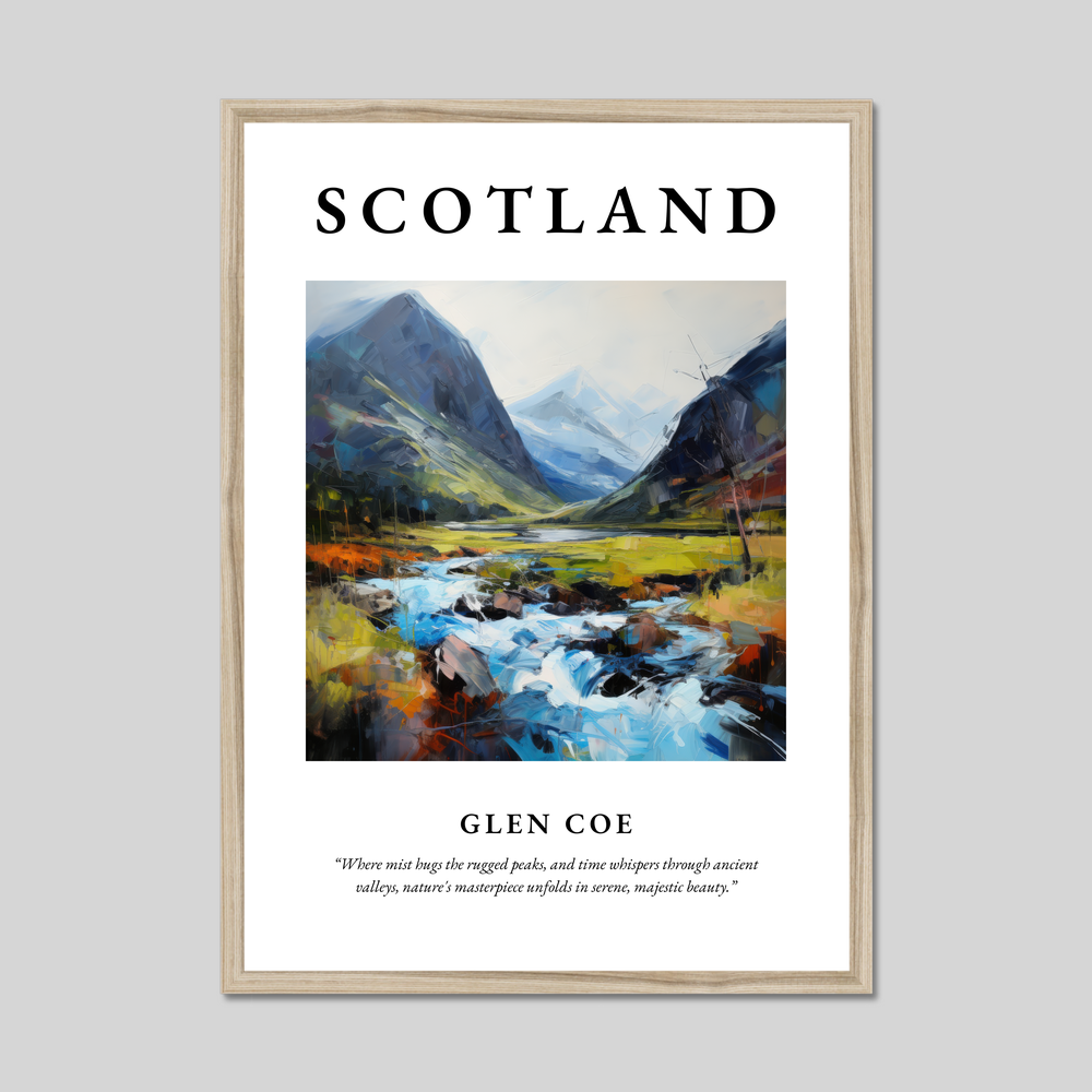 Poster in a natural frame with the word Scotland