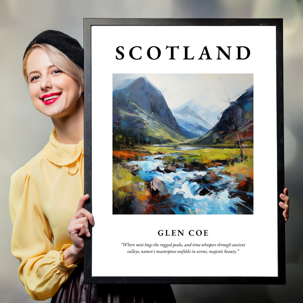 Person holding a poster of Glen Coe