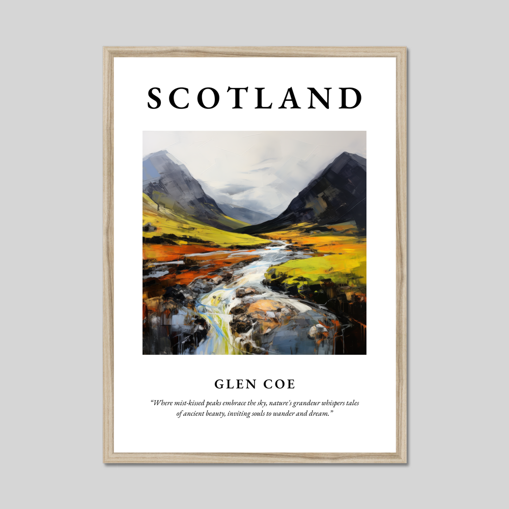 Poster in a natural frame with the word Scotland