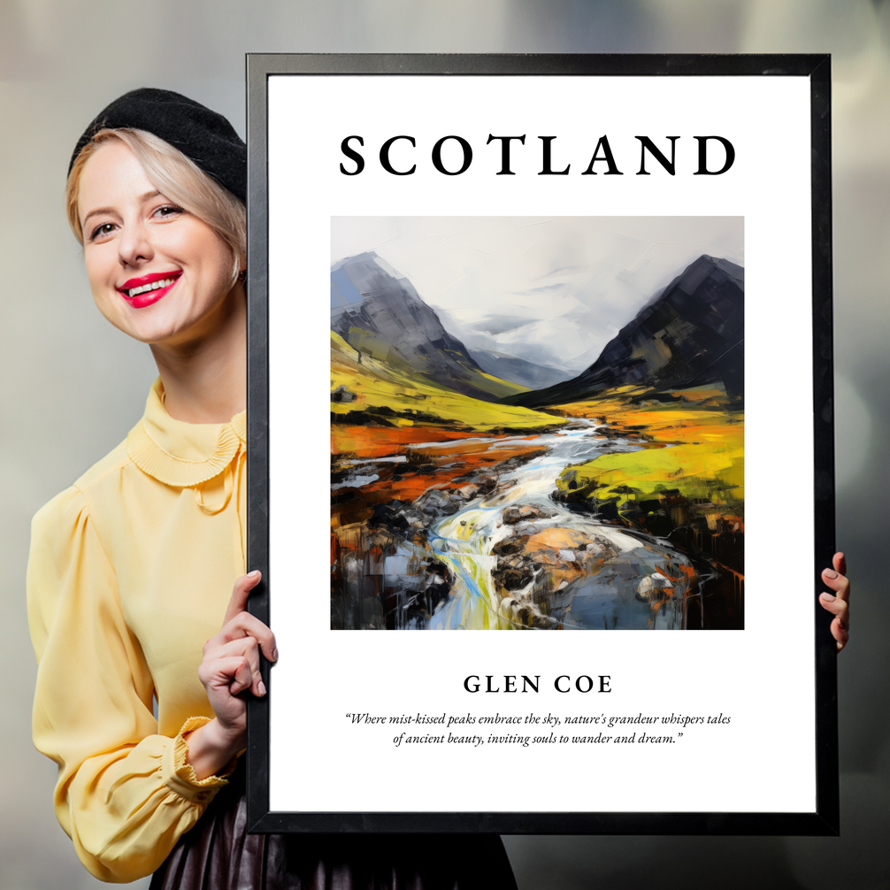 Person holding a poster of Glen Coe