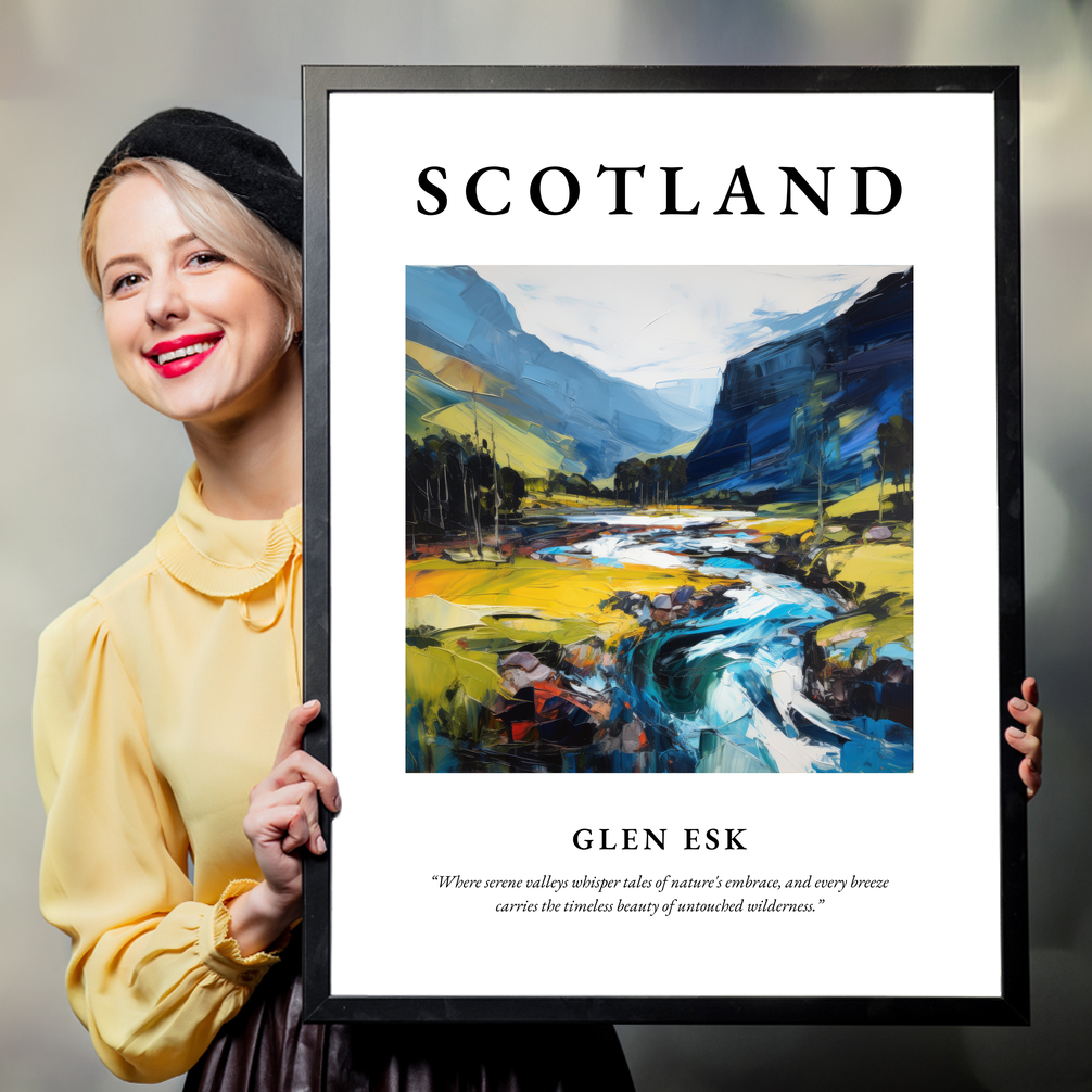 Person holding a poster of Glen Esk