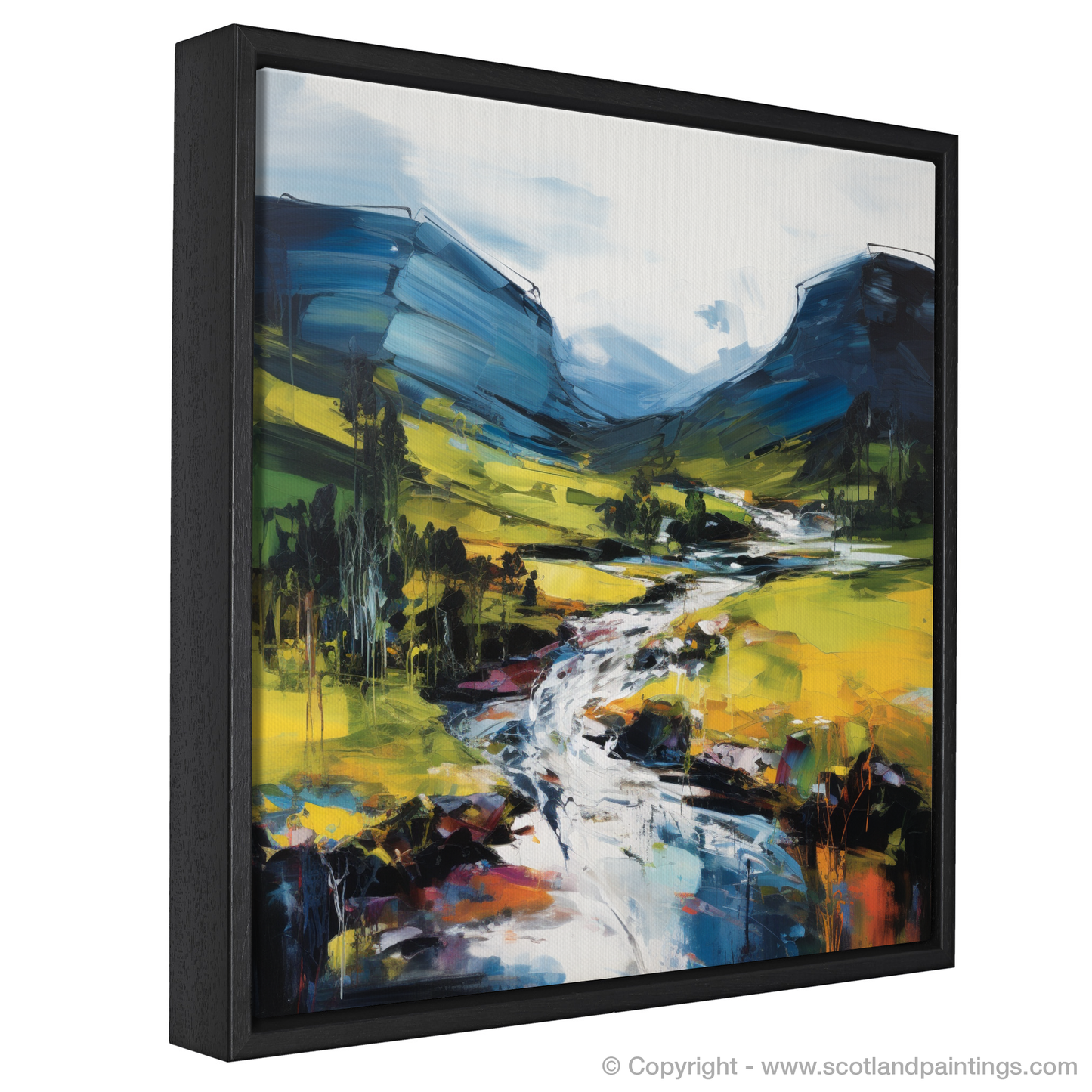 Painting and Art Print of Glen Esk, Angus entitled "Vibrant Essence of Glen Esk: An Expressionist Interpretation".