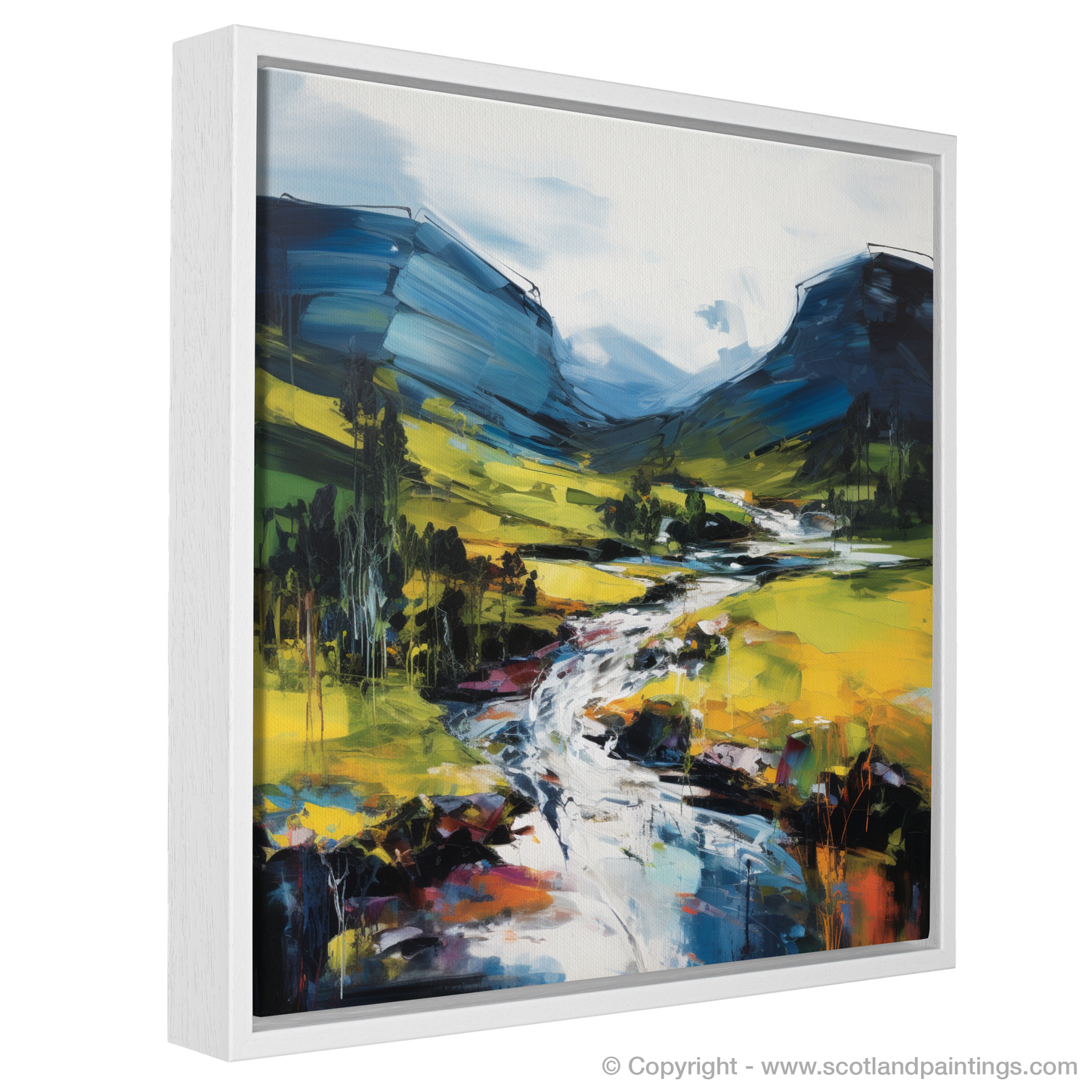 Painting and Art Print of Glen Esk, Angus entitled "Vibrant Essence of Glen Esk: An Expressionist Interpretation".