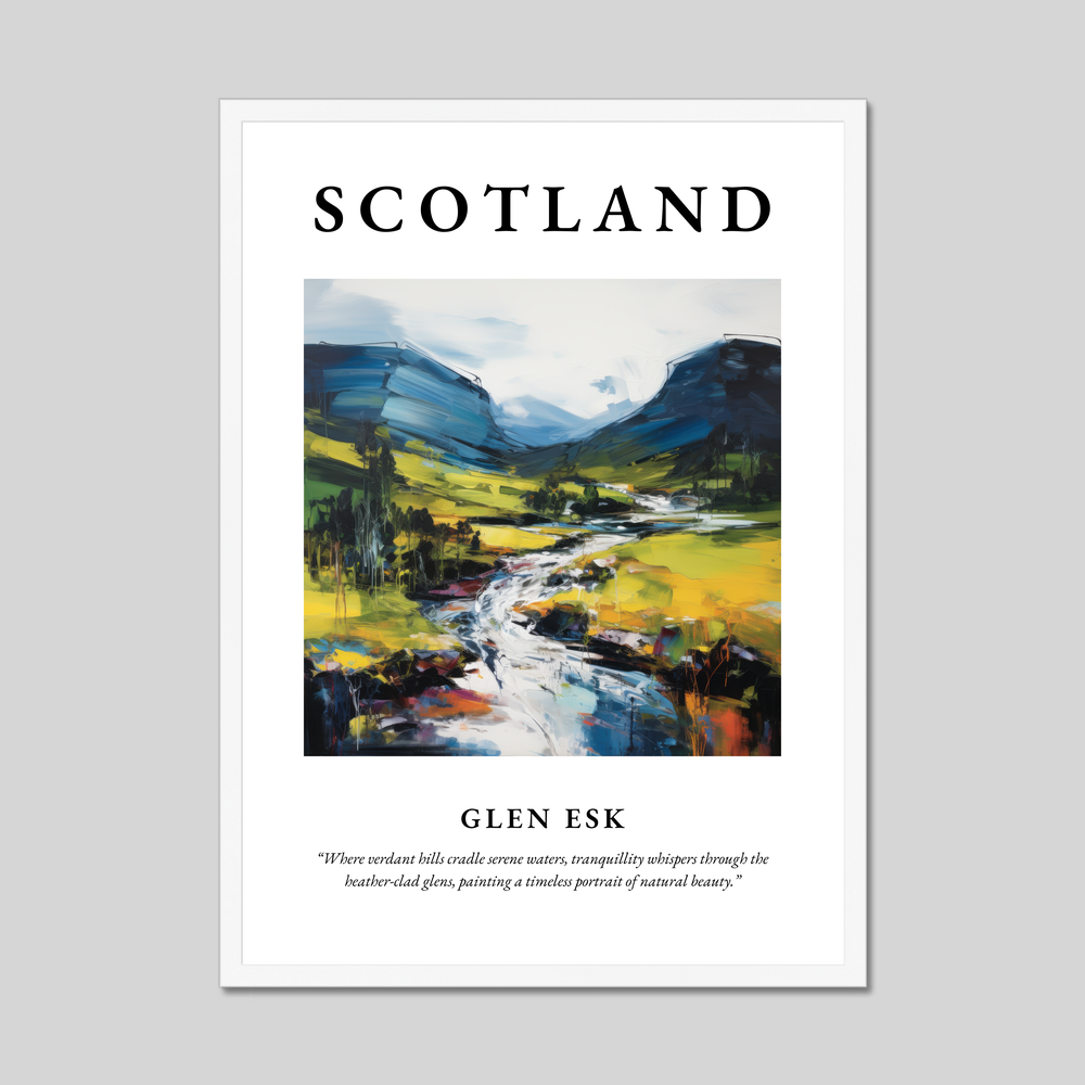 Poster in a white frame with the word Scotland