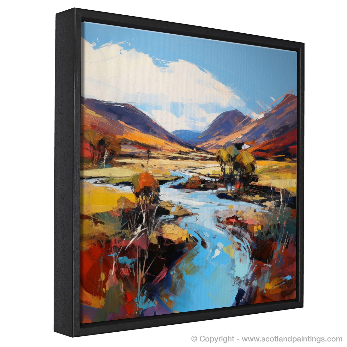 Painting and Art Print of Glen Esk, Angus entitled "Autumn Fury in Glen Esk: An Expressionist Ode to Scotland's Wild Terrain".