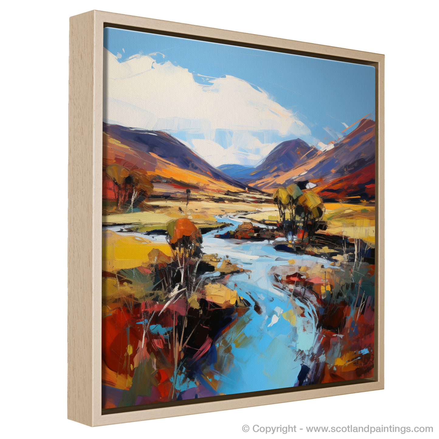 Painting and Art Print of Glen Esk, Angus entitled "Autumn Fury in Glen Esk: An Expressionist Ode to Scotland's Wild Terrain".