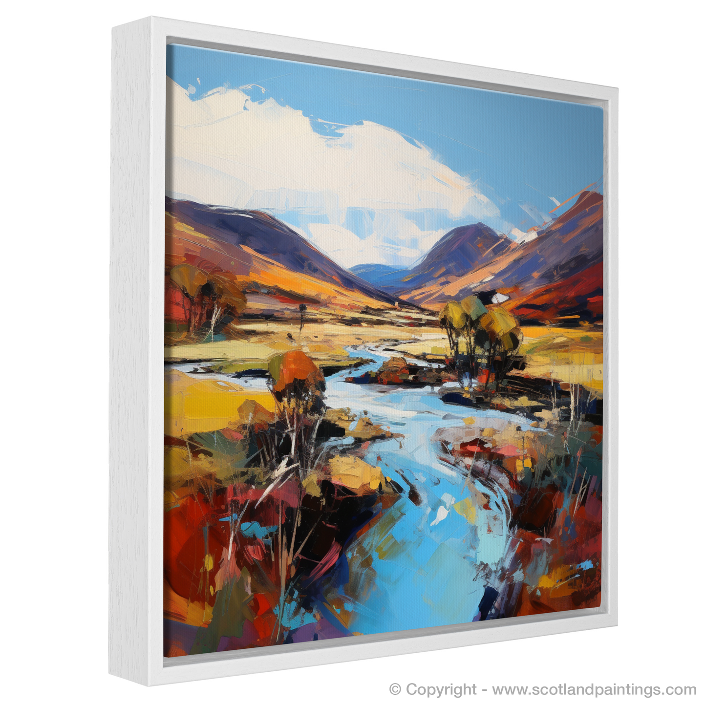 Painting and Art Print of Glen Esk, Angus entitled "Autumn Fury in Glen Esk: An Expressionist Ode to Scotland's Wild Terrain".