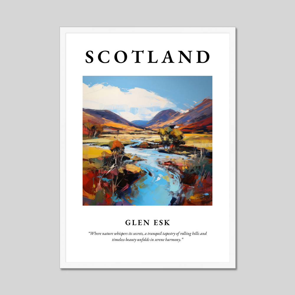 Poster in a white frame with the word Scotland