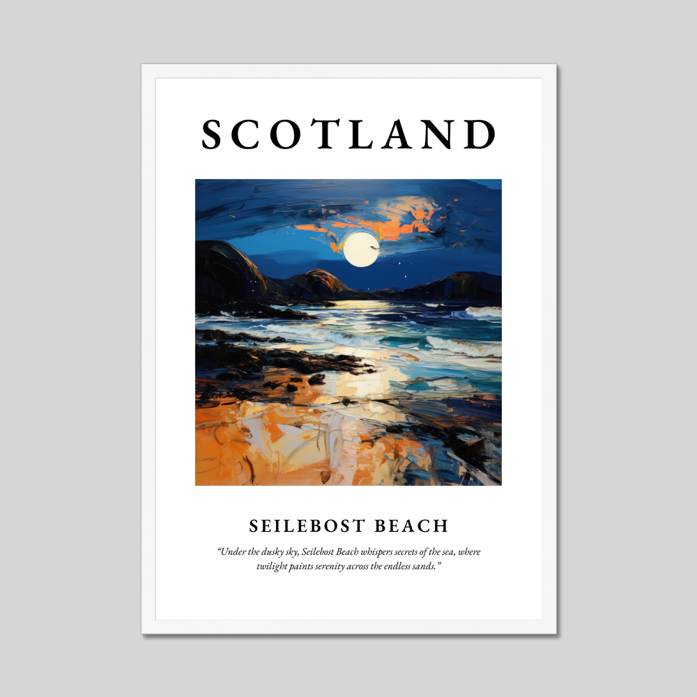 Poster in a white frame with the word Scotland