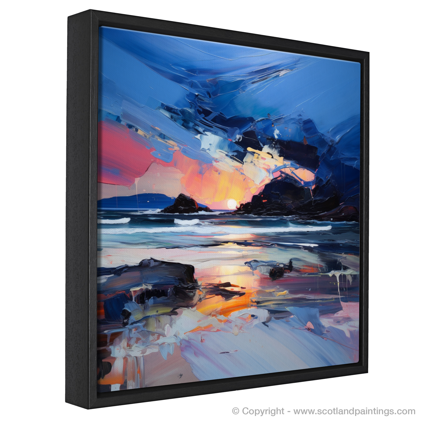 Painting and Art Print of Seilebost Beach at dusk entitled "Dusk Embrace at Seilebost Beach".