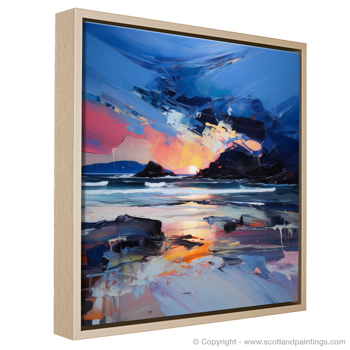 Painting and Art Print of Seilebost Beach at dusk entitled "Dusk Embrace at Seilebost Beach".