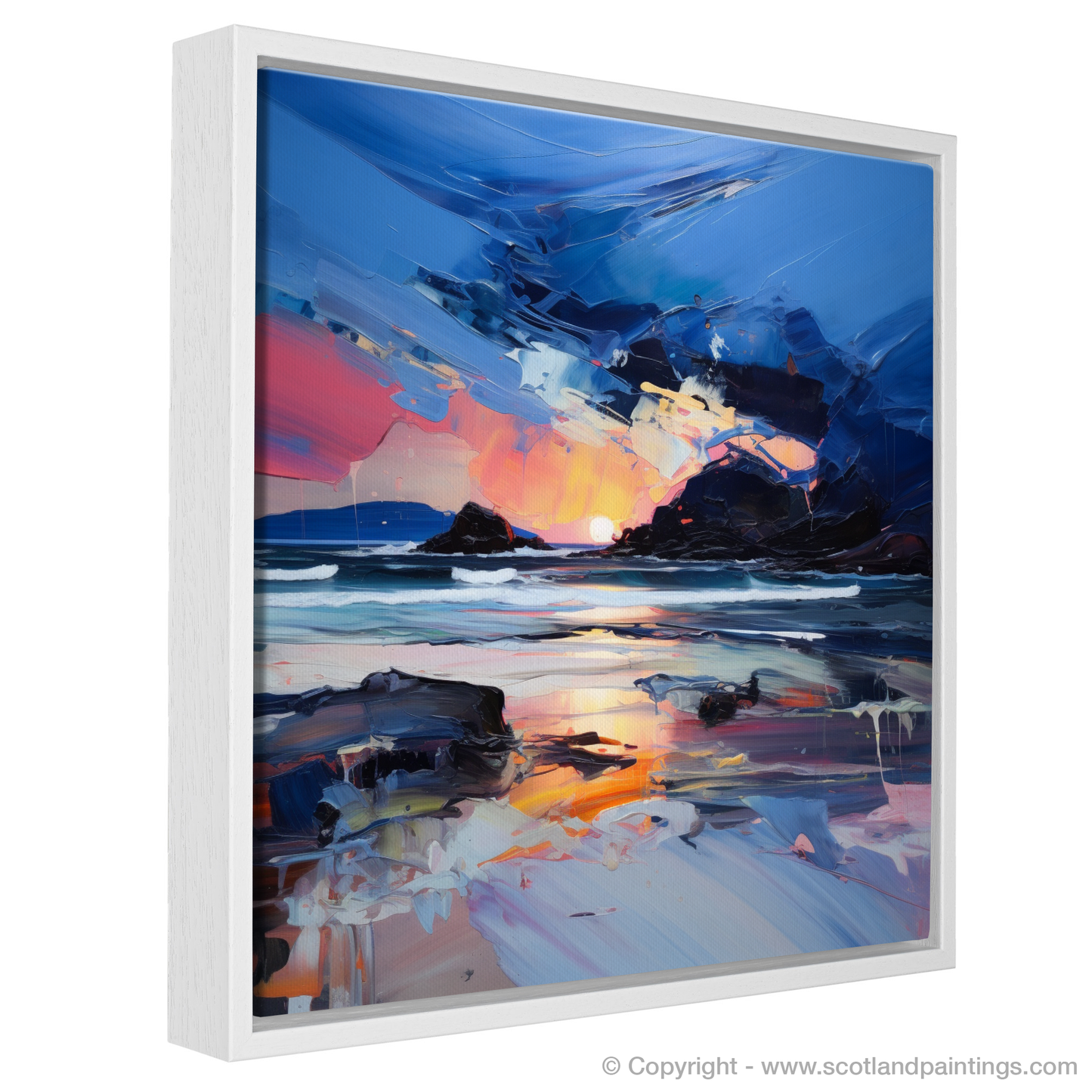 Painting and Art Print of Seilebost Beach at dusk entitled "Dusk Embrace at Seilebost Beach".