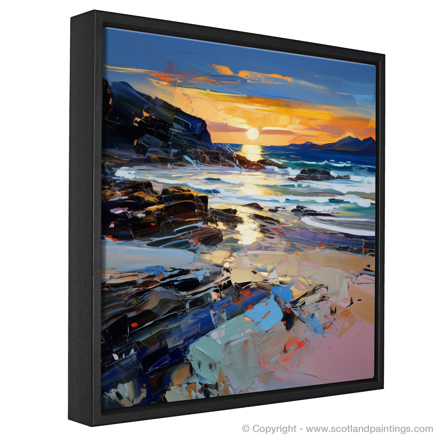 Painting and Art Print of Seilebost Beach at dusk entitled "Dusk Embrace at Seilebost Beach".