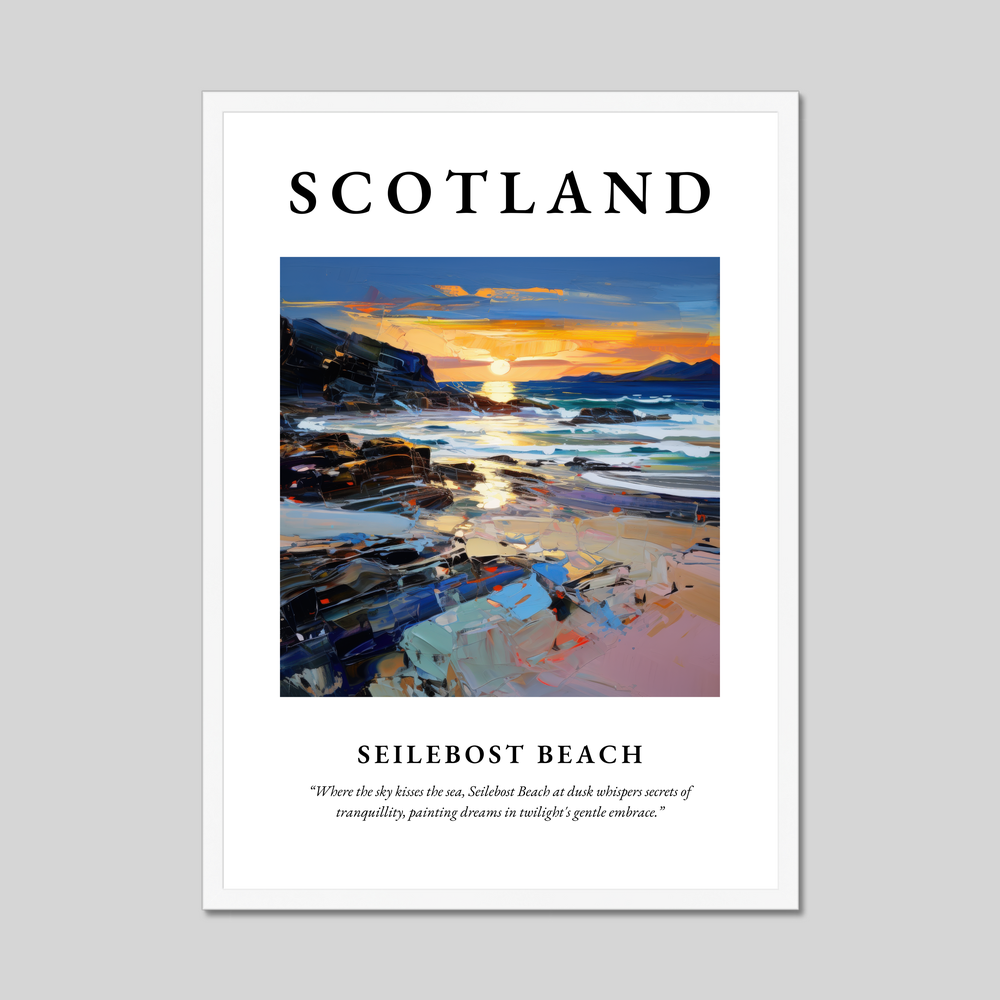 Poster in a white frame with the word Scotland