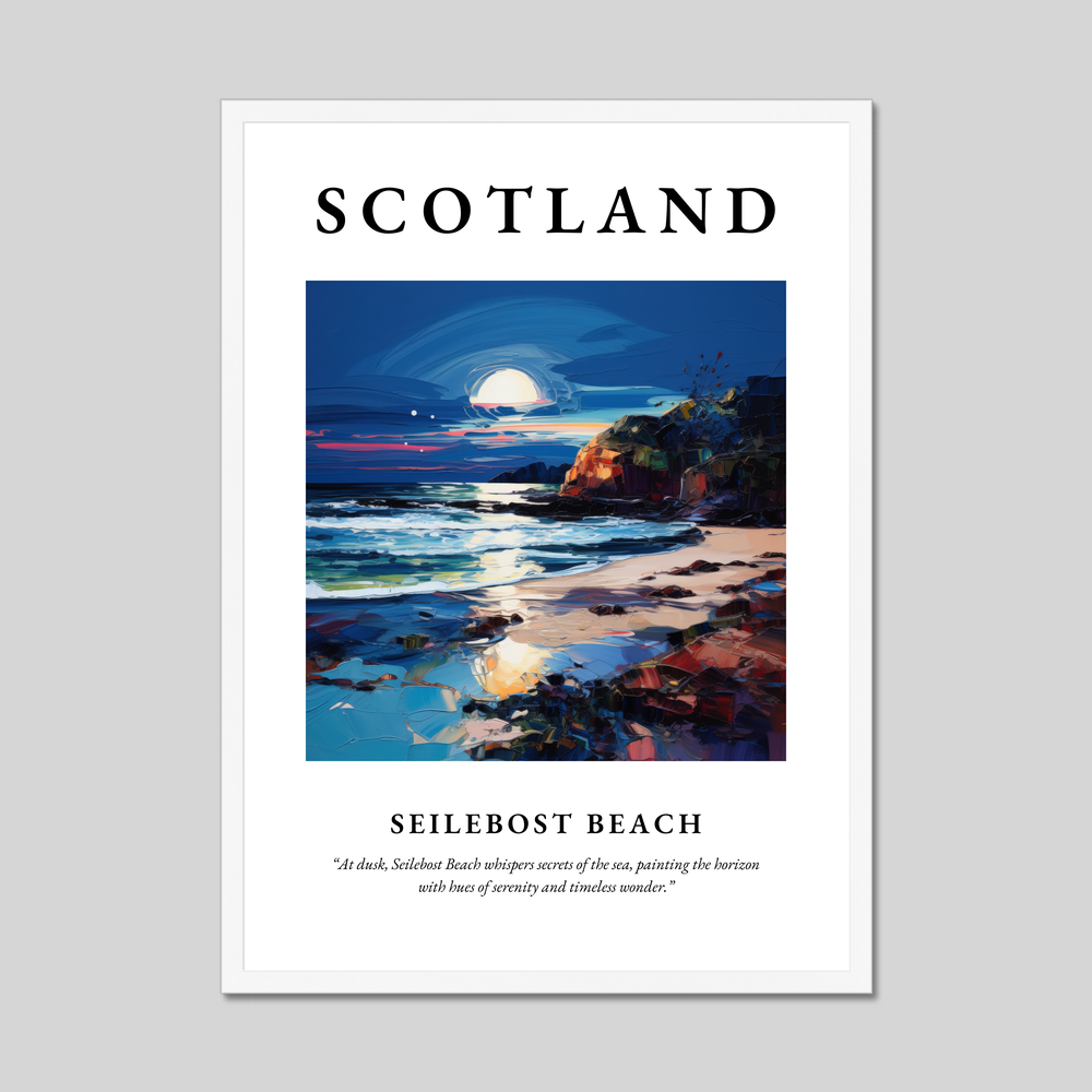 Poster in a white frame with the word Scotland