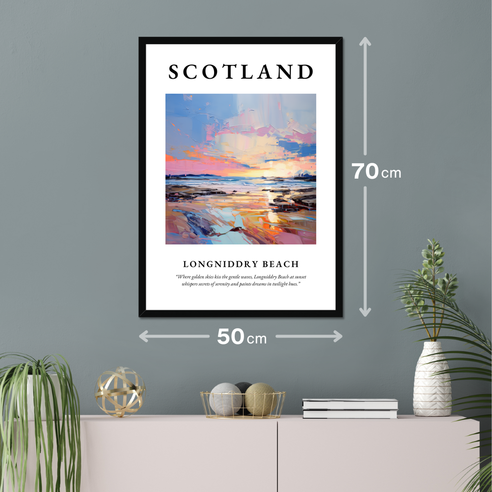 Poster of Longniddry Beach hanging on a wall