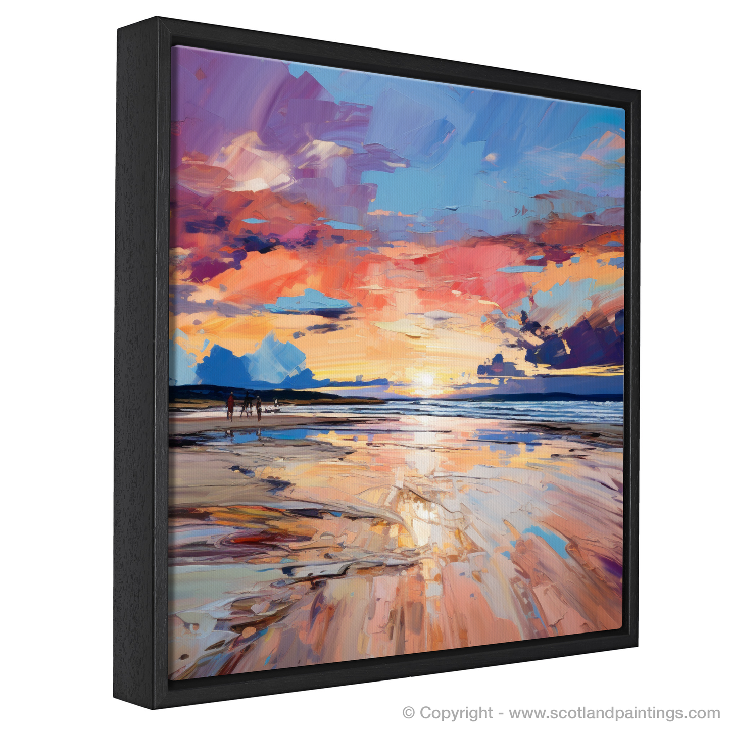 Painting and Art Print of Longniddry Beach at sunset entitled "Twilight Embrace at Longniddry Beach".