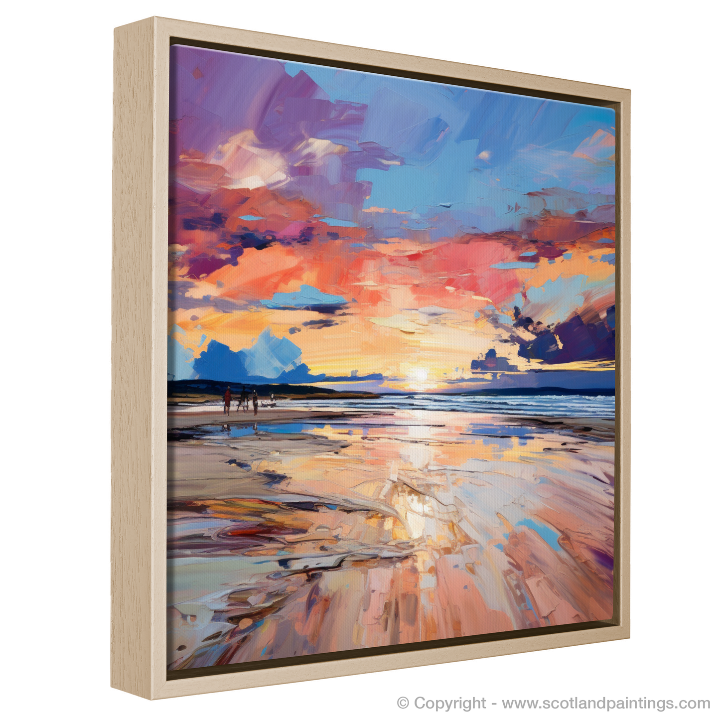 Painting and Art Print of Longniddry Beach at sunset entitled "Twilight Embrace at Longniddry Beach".