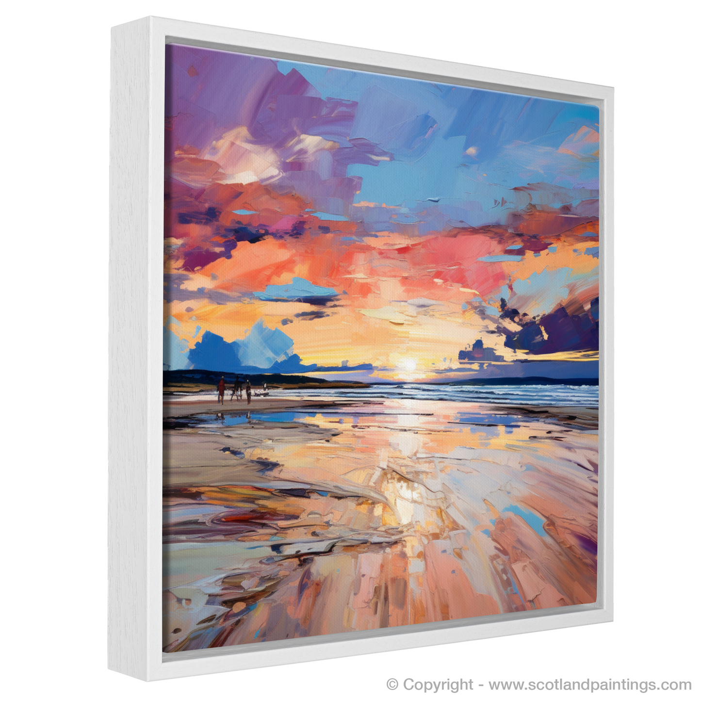 Painting and Art Print of Longniddry Beach at sunset entitled "Twilight Embrace at Longniddry Beach".