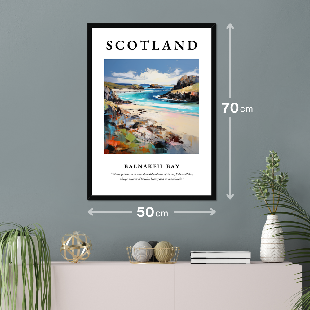 Poster of Balnakeil Bay hanging on a wall