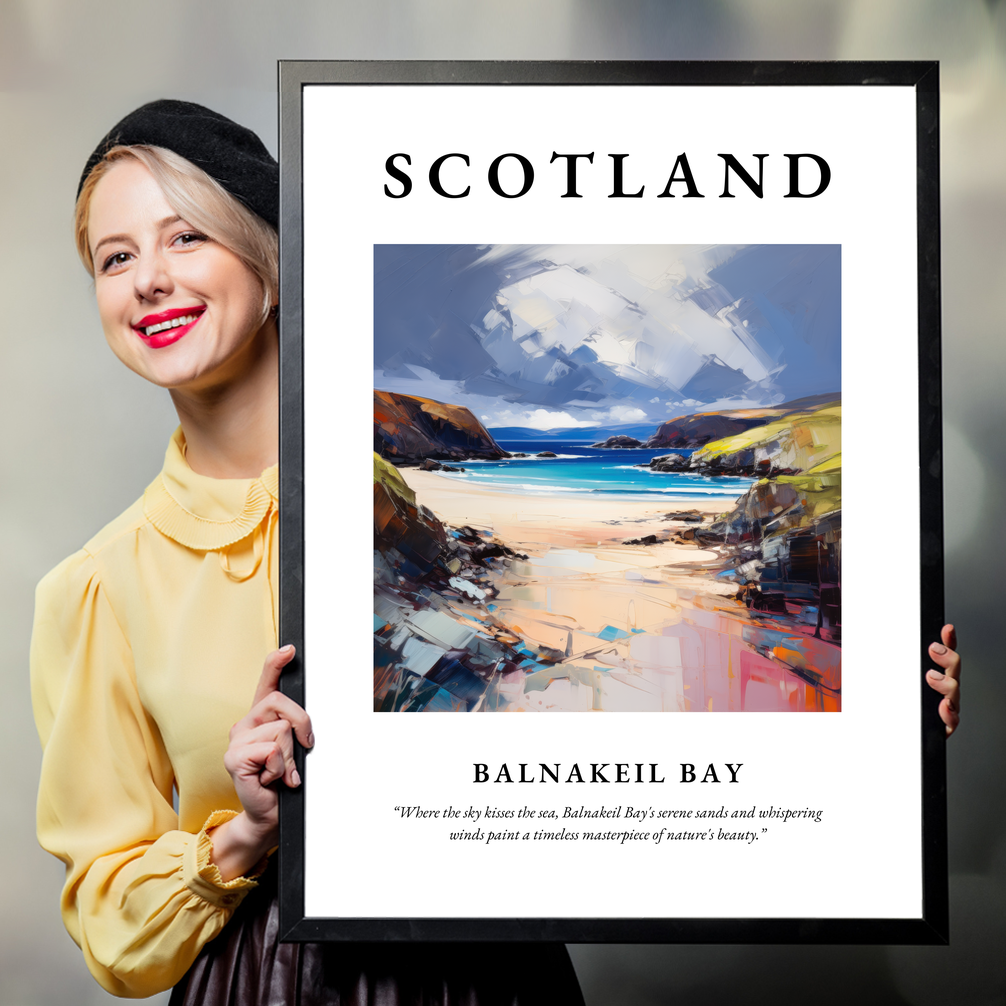 Person holding a poster of Balnakeil Bay