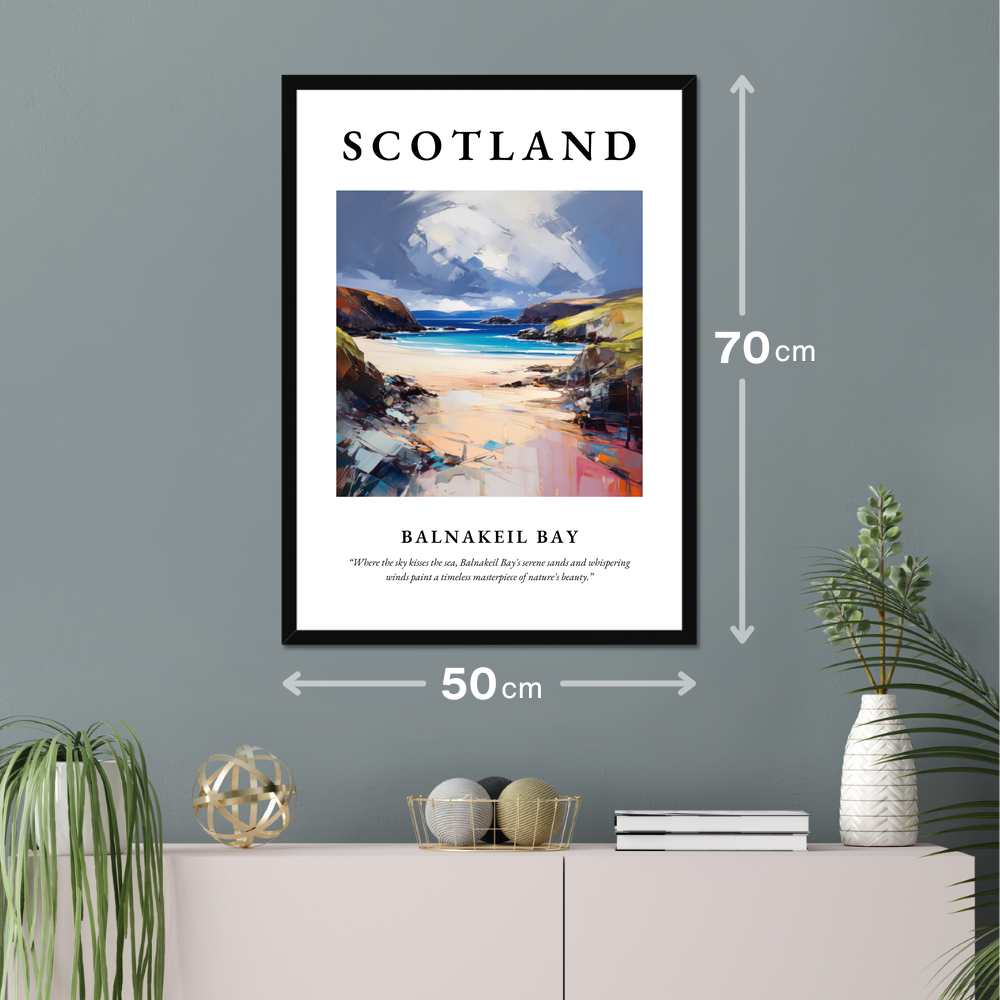 Poster of Balnakeil Bay hanging on a wall