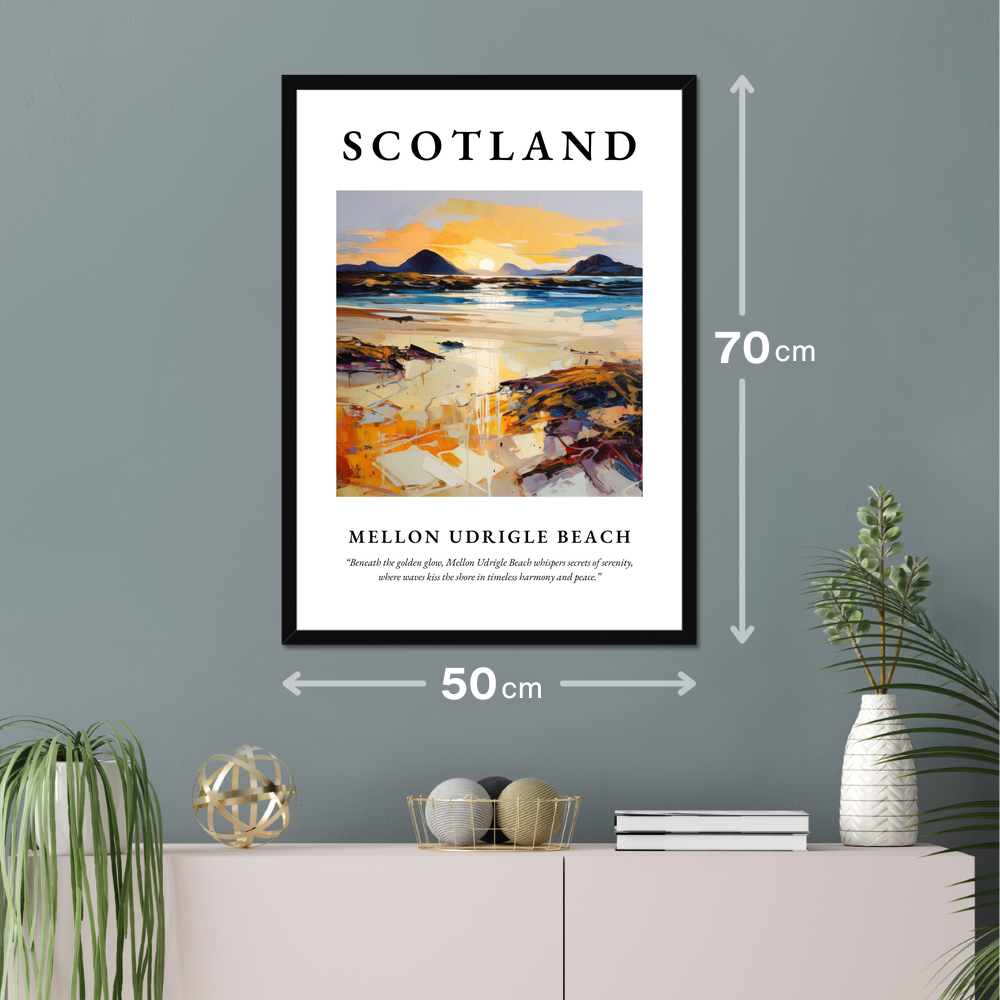 Poster of Mellon Udrigle Beach hanging on a wall