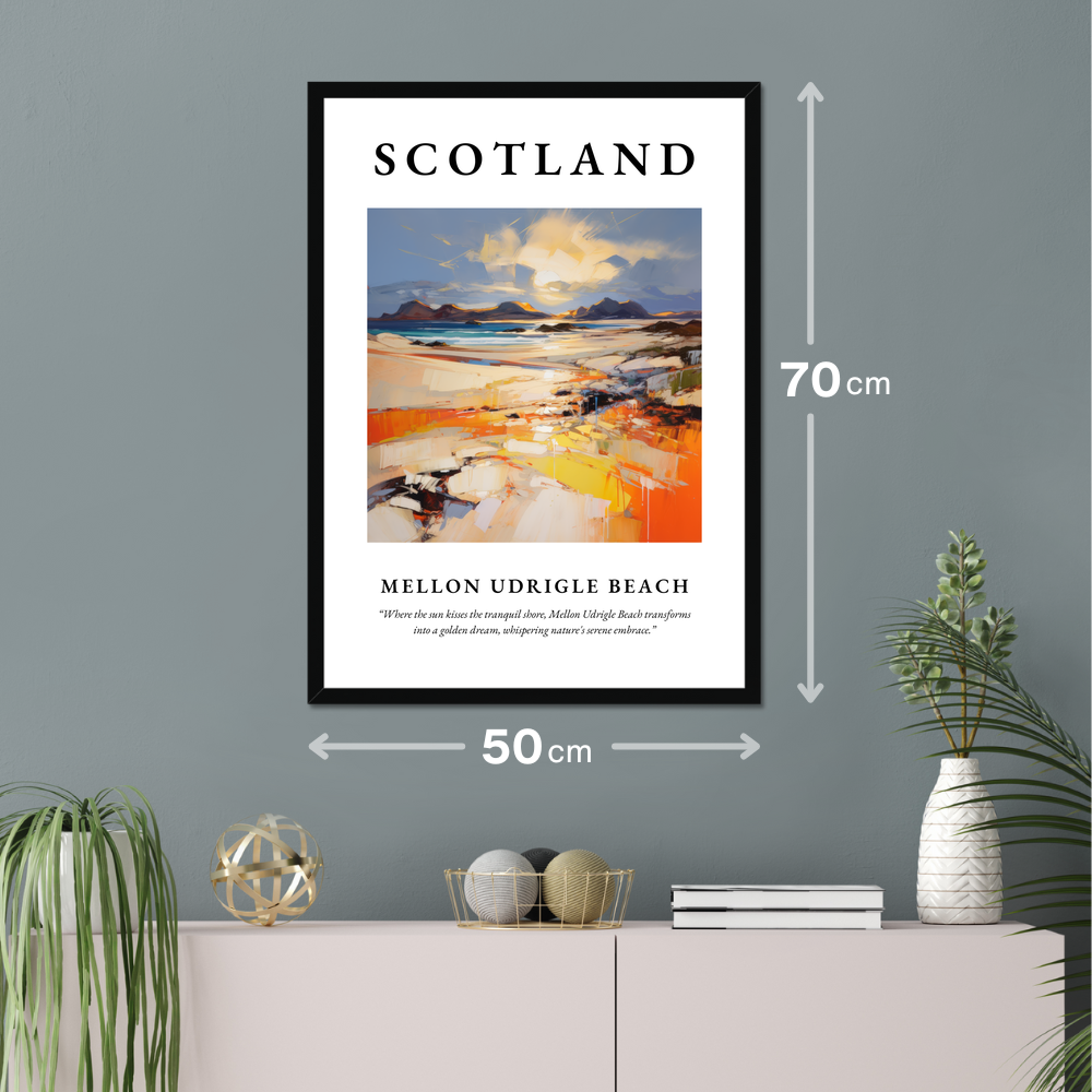 Poster of Mellon Udrigle Beach hanging on a wall