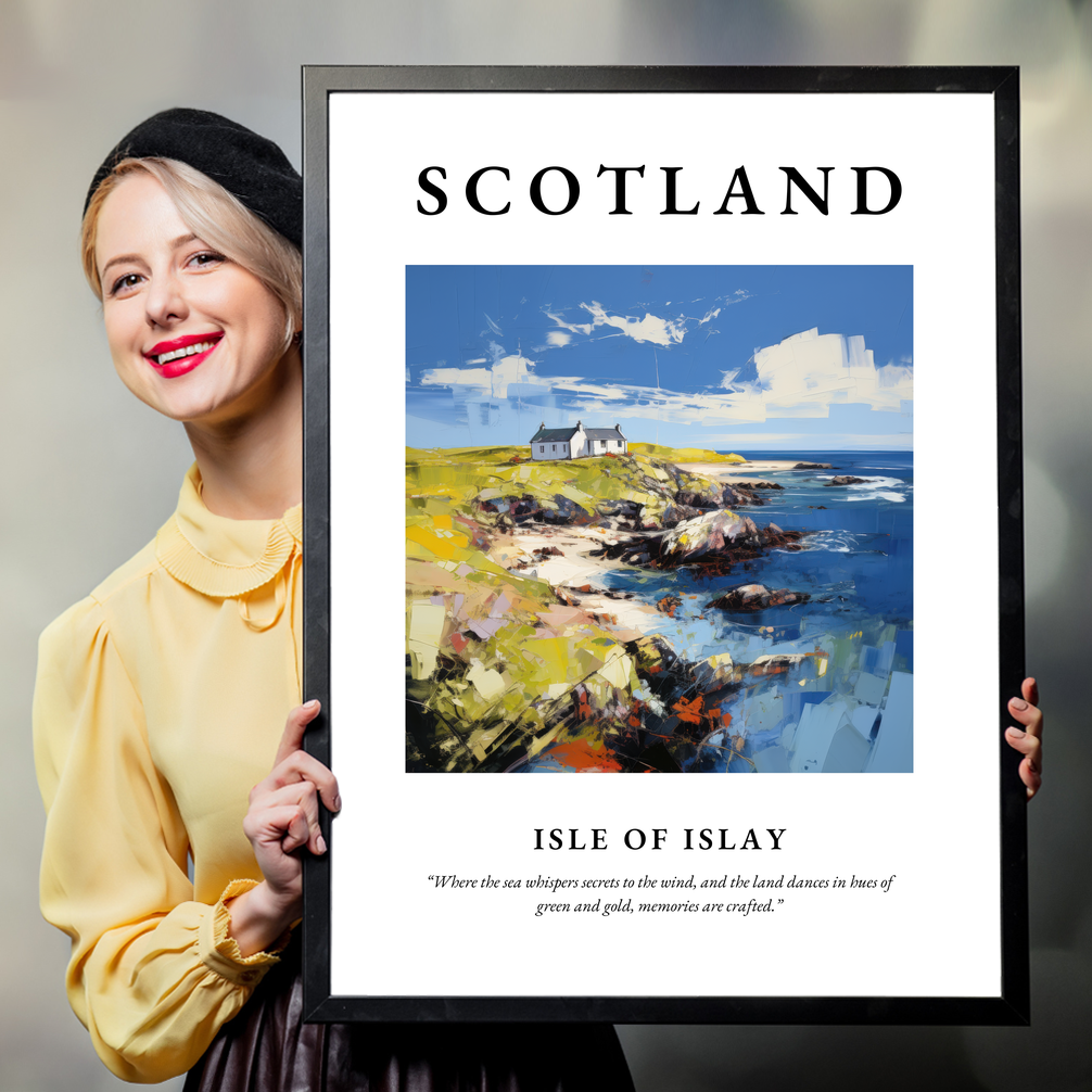 Person holding a poster of Isle of Islay