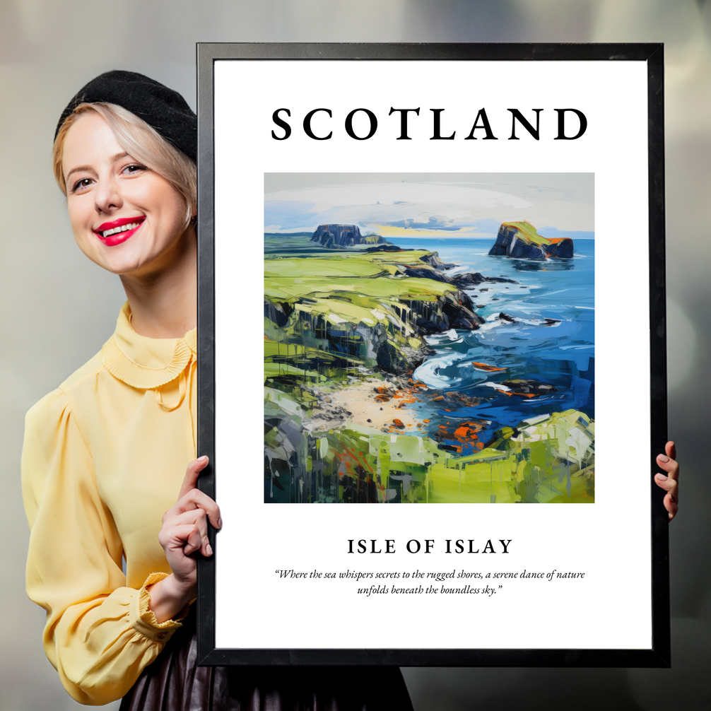 Person holding a poster of Isle of Islay