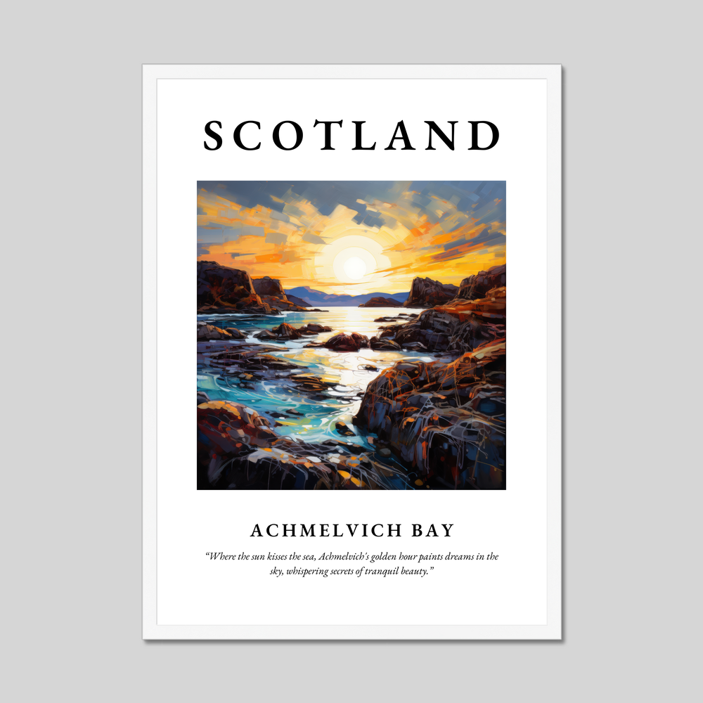 Poster in a white frame with the word Scotland