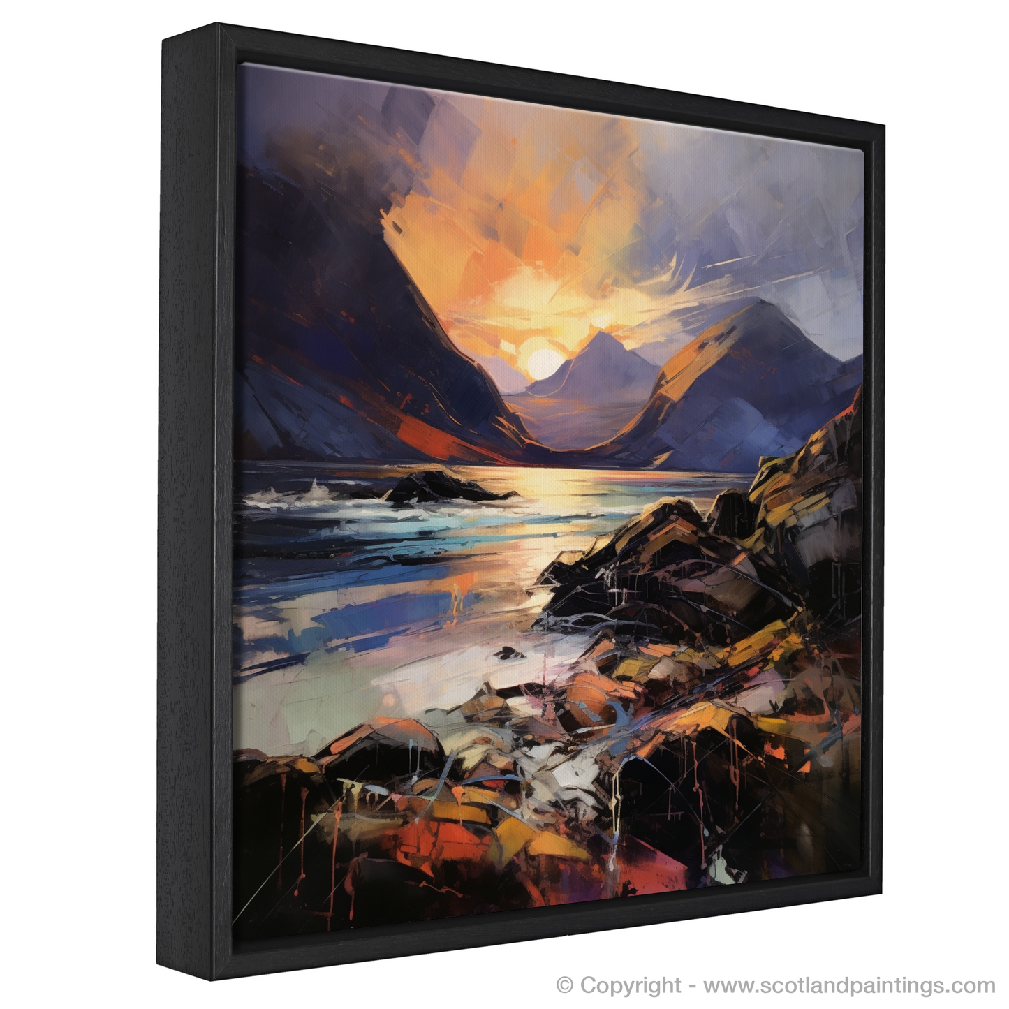 Painting and Art Print of Elgol Bay at sunset entitled "Sunset Serenade at Elgol Bay".