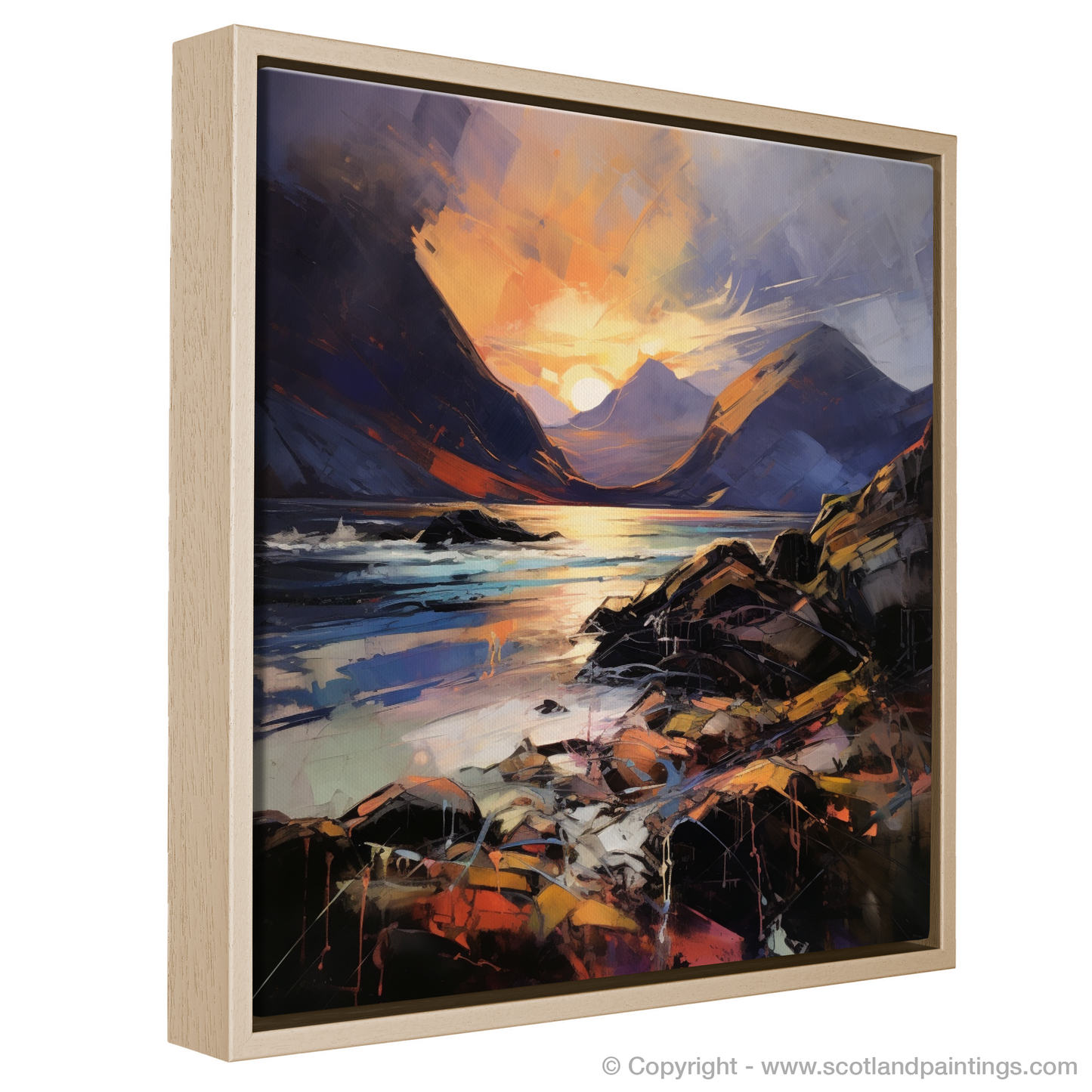 Painting and Art Print of Elgol Bay at sunset entitled "Sunset Serenade at Elgol Bay".