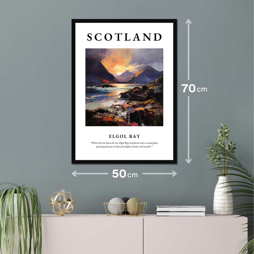 Poster of Elgol Bay hanging on a wall