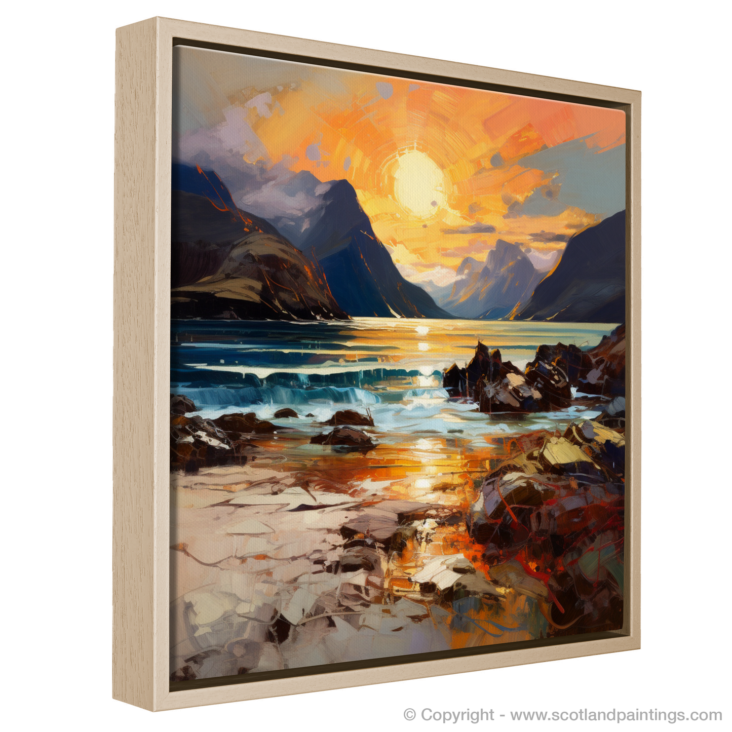 Painting and Art Print of Elgol Bay at sunset entitled "Sunset Serenade at Elgol Bay".