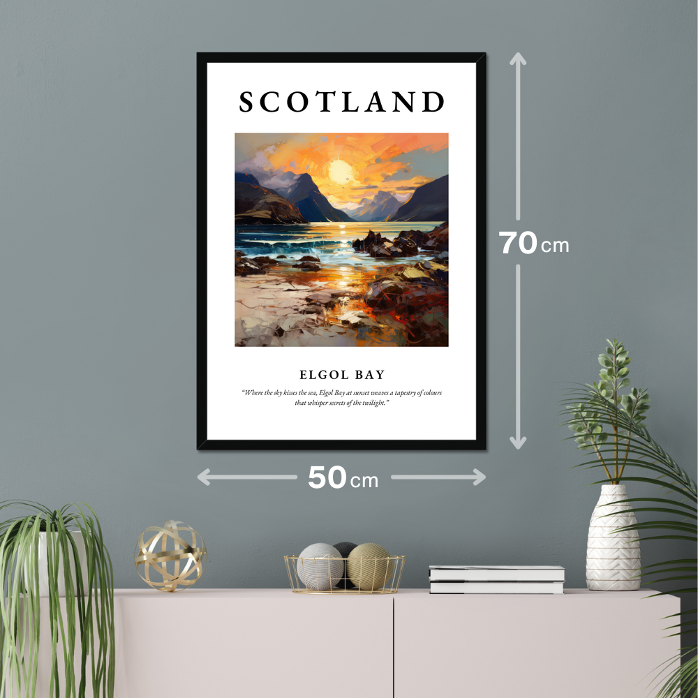 Poster of Elgol Bay hanging on a wall