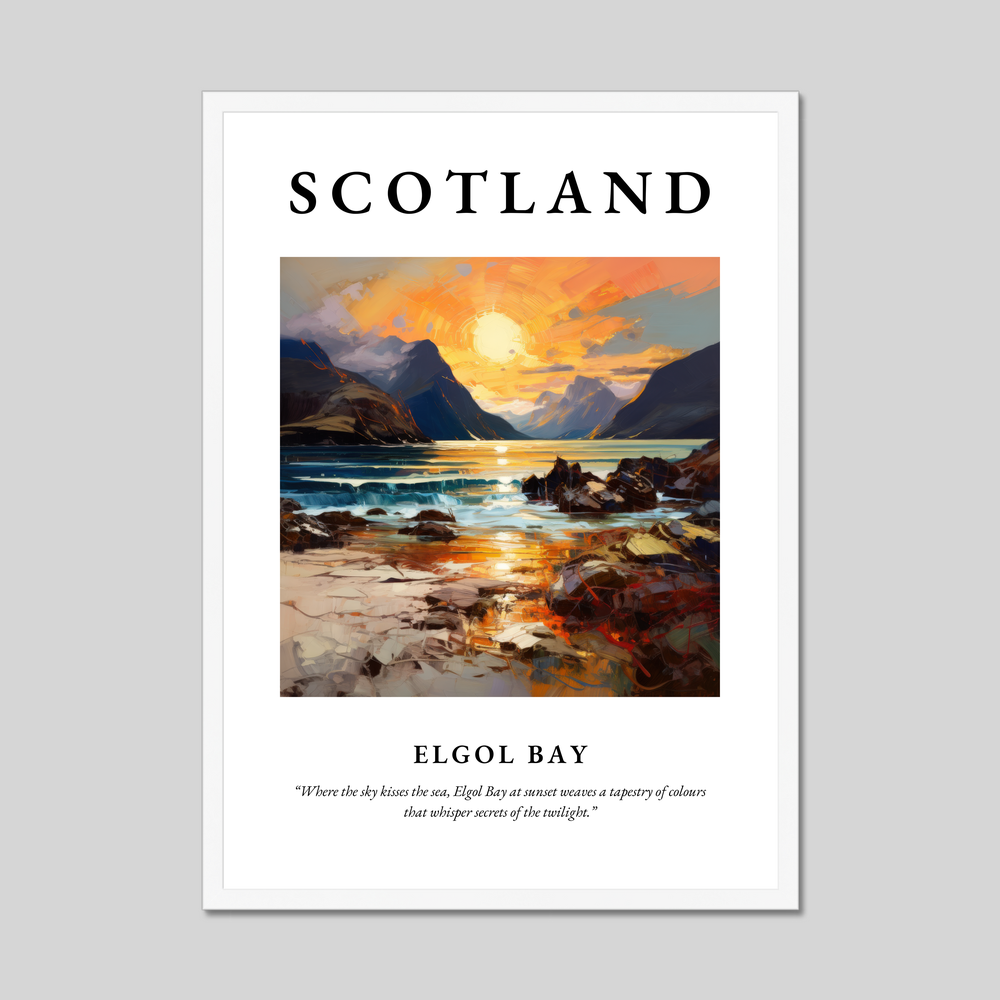 Poster in a white frame with the word Scotland