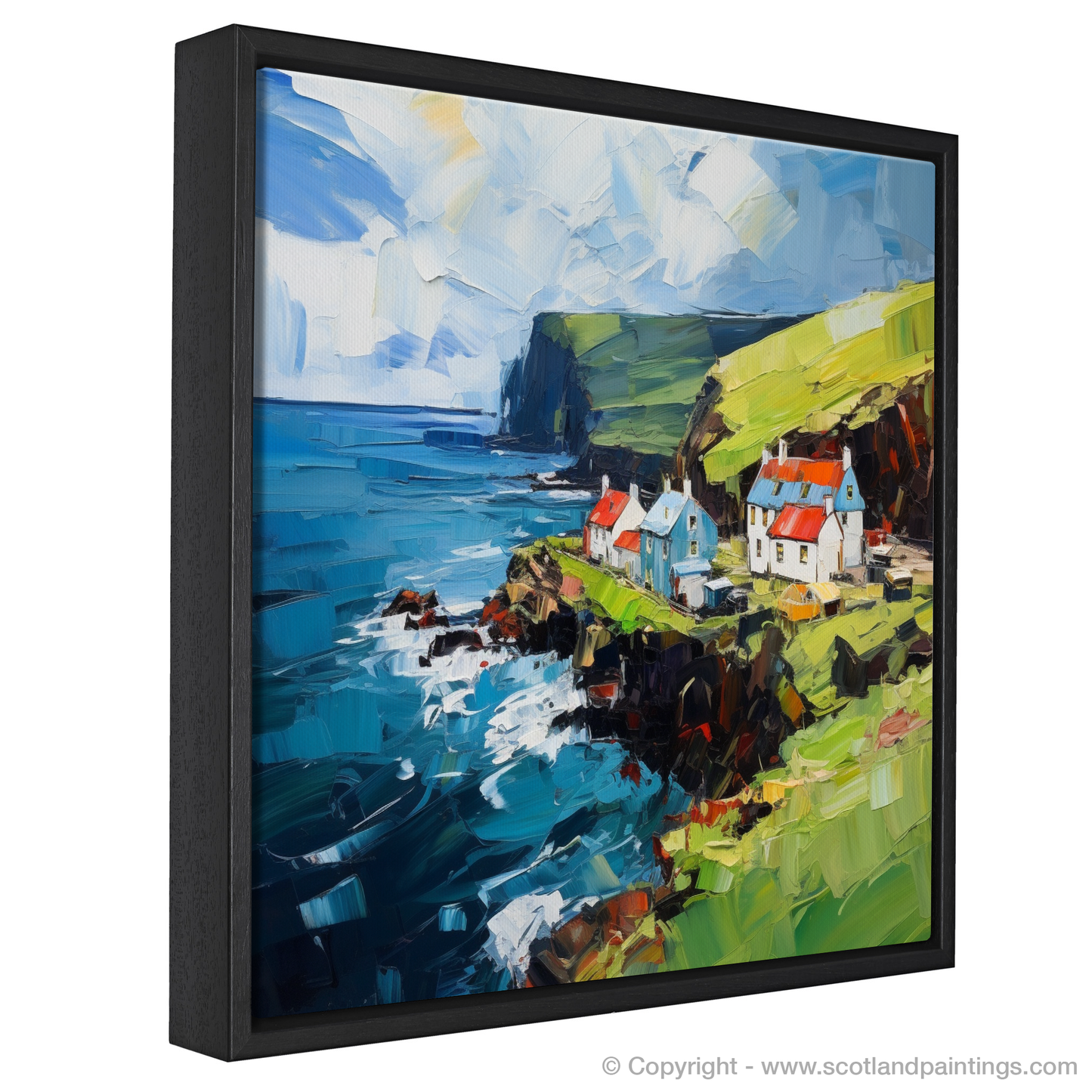 Painting and Art Print of Pennan Harbour, Aberdeenshire entitled "Pennan Harbour: A Symphony of Colour and Emotion".