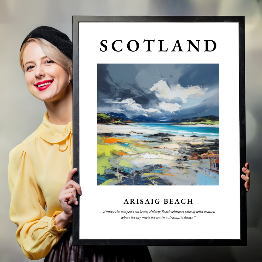 Person holding a poster of Arisaig Beach